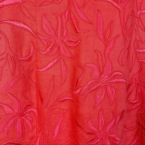 CARMEN MARC VALVO LINEN CORAL SHEATH DRESS SLEEVELESS - Picture 5 of 9